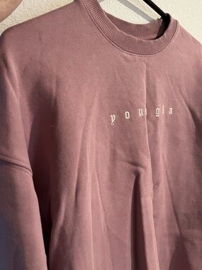 YoungLA Pink Crewneck Sweatshirt with White Logo